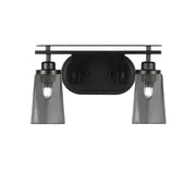 Toltec Odyssey 2-Light Bath Bar | Modern Matte Black and Smoke Bubble Glass | Bathroom Vanity & Powder Room | 7.25 x 9.75 in | Model 2612-MB-262