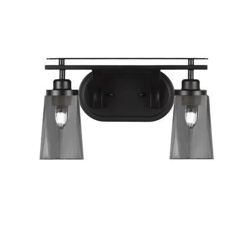 Toltec Odyssey 2-Light Bath Bar | Modern Matte Black and Smoke Bubble Glass | Bathroom Vanity & Powder Room | 7.25 x 9.75 in | Model 2612-MB-262