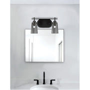Toltec Odyssey 2-Light Bath Bar | Modern Matte Black and Smoke Bubble Glass | Bathroom Vanity & Powder Room | 7.25 x 9.75 in | Model 2612-MB-262