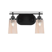 Toltec Odyssey 2-Light Bath Bar | Modern Matte Black and Amber Gradient Glass | Bathroom & Powder Room Vanity Light | 7.25 x 9.75 in | Model 2612-MB-263