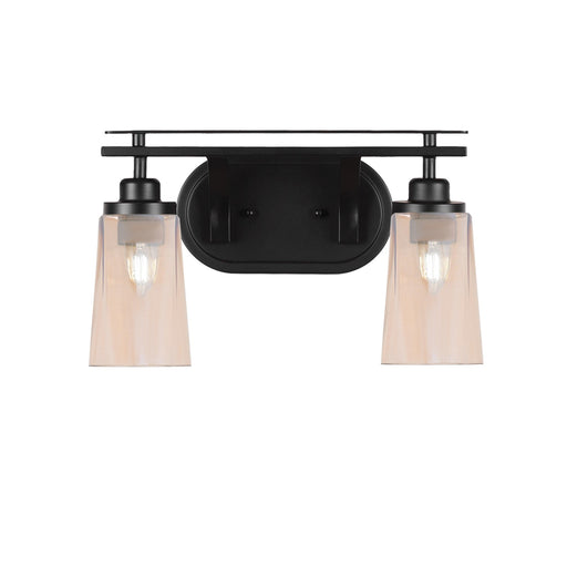 Toltec Odyssey 2-Light Bath Bar | Modern Matte Black and Amber Gradient Glass | Bathroom & Powder Room Vanity Light | 7.25 x 9.75 in | Model 2612-MB-263