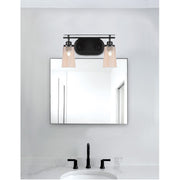 Toltec Odyssey 2-Light Bath Bar | Modern Matte Black and Amber Gradient Glass | Bathroom & Powder Room Vanity Light | 7.25 x 9.75 in | Model 2612-MB-263
