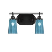 Toltec Odyssey 2-Light Bath Bar | Modern Matte Black and Blue Gradient Glass | Bathroom & Powder Room Vanity Light | 7.25 x 9.75 in | Model 2612-MB-265