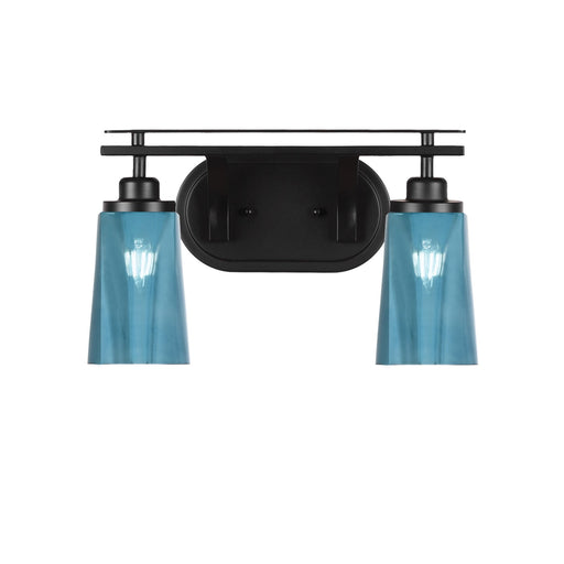 Toltec Odyssey 2-Light Bath Bar | Modern Matte Black and Blue Gradient Glass | Bathroom & Powder Room Vanity Light | 7.25 x 9.75 in | Model 2612-MB-265