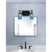 Toltec Odyssey 2-Light Bath Bar | Modern Matte Black and Blue Gradient Glass | Bathroom & Powder Room Vanity Light | 7.25 x 9.75 in | Model 2612-MB-265