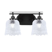 Toltec Odyssey 2-Light Bath Bar | Modern Matte Black and Clear Textured Glass | Bathroom & Powder Room Vanity Light | 8 x 9.75 in | Model 2612-MB-4230