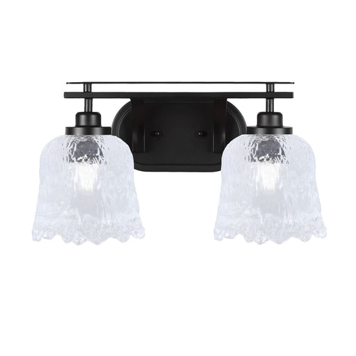 Toltec Odyssey 2-Light Bath Bar | Modern Matte Black and Clear Textured Glass | Bathroom & Powder Room Vanity Light | 8 x 9.75 in | Model 2612-MB-4230