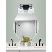 Toltec Odyssey 2-Light Bath Bar | Modern Matte Black and Clear Textured Glass | Bathroom & Powder Room Vanity Light | 8 x 9.75 in | Model 2612-MB-4230