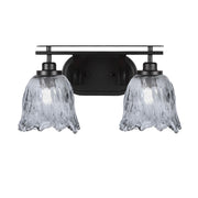 Toltec Odyssey 2-Light Bath Bar | Modern Matte Black and Smoke Textured Glass | Bathroom & Powder Room Vanity Light | 8 x 9.75 in | Model 2612-MB-4232