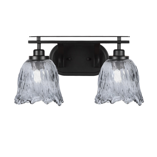Toltec Odyssey 2-Light Bath Bar | Modern Matte Black and Smoke Textured Glass | Bathroom & Powder Room Vanity Light | 8 x 9.75 in | Model 2612-MB-4232