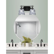 Toltec Odyssey 2-Light Bath Bar | Modern Matte Black and Smoke Textured Glass | Bathroom & Powder Room Vanity Light | 8 x 9.75 in | Model 2612-MB-4232