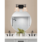 Toltec Odyssey 2-Light Bath Bar | Modern Matte Black Steel and Amber Bubble Glass | Bathroom Vanity & Powder Room | 8 x 9.75 in | Model 2612-MB-4233