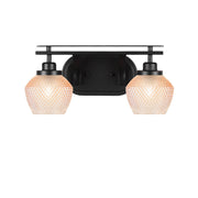 Toltec Odyssey 16.5in 2-Light Bath Bar | Modern Matte Black Steel and Amber Textured Glass | Bathroom Vanity | 16.5 x 8.5 x 8 in | Model 2612-MB-4623