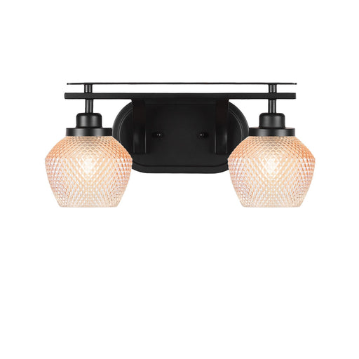 Toltec Odyssey 16.5in 2-Light Bath Bar | Modern Matte Black Steel and Amber Textured Glass | Bathroom Vanity | 16.5 x 8.5 x 8 in | Model 2612-MB-4623