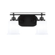 Toltec Odyssey 2-Light Bath Bar | Modern Matte Black Steel and White Opal Glass | Bathroom Vanity & Powder Room | 7.5 x 9.75 in | Model 2612-MB-5031