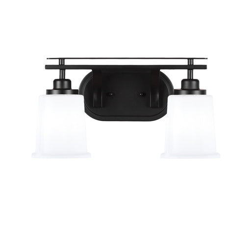 Toltec Odyssey 2-Light Bath Bar | Modern Matte Black Steel and White Opal Glass | Bathroom Vanity & Powder Room | 7.5 x 9.75 in | Model 2612-MB-5031