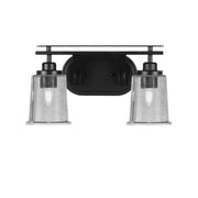 Toltec Odyssey 2-Light Bath Bar | Modern Matte Black Steel and Smoke Bubble Glass | Bathroom Vanity & Powder Room | 7.5 x 8.75 in | Model 2612-MB-5032