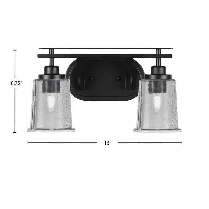 Toltec Odyssey 2-Light Bath Bar | Modern Matte Black Steel and Smoke Bubble Glass | Bathroom Vanity & Powder Room | 7.5 x 8.75 in | Model 2612-MB-5032