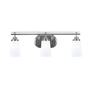 Toltec Odyssey 3-Light Bath Bar | Brushed Nickel and White Opal Glass | Bathroom Vanity Light | 7.25 x 9.75 in | Model 2613-BN-261