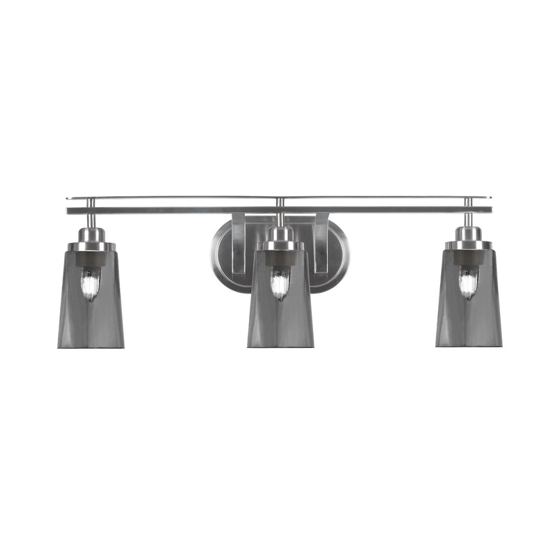Toltec Odyssey 3-Light Bath Bar | Brushed Nickel and Smoke Bubble Glass | Bathroom Vanity Light | 7.25 x 9.75 in | Model 2613-BN-262