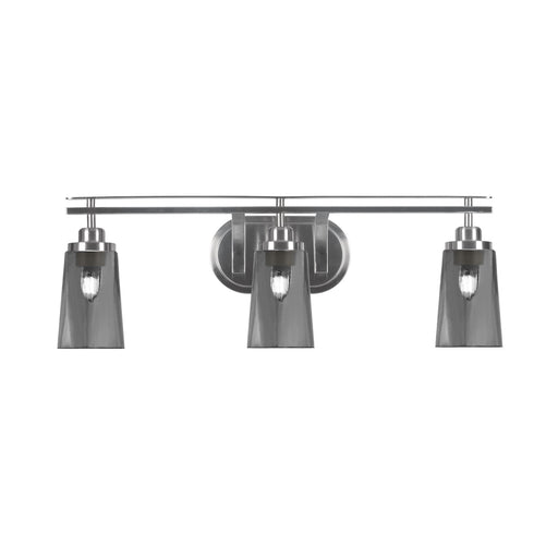 Toltec Odyssey 3-Light Bath Bar | Brushed Nickel and Smoke Bubble Glass | Bathroom Vanity Light | 7.25 x 9.75 in | Model 2613-BN-262