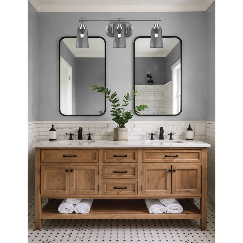 Toltec Odyssey 3-Light Bath Bar | Brushed Nickel and Smoke Bubble Glass | Bathroom Vanity Light | 7.25 x 9.75 in | Model 2613-BN-262