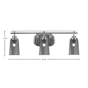 Toltec Odyssey 3-Light Bath Bar | Brushed Nickel and Smoke Bubble Glass | Bathroom Vanity Light | 7.25 x 9.75 in | Model 2613-BN-262