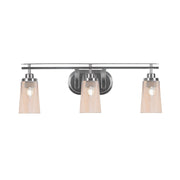 Toltec Odyssey 3-Light Bath Bar | Brushed Nickel and Amber Gradient Glass | Bathroom Vanity Light | 7.25 x 9.75 in | Model 2613-BN-263