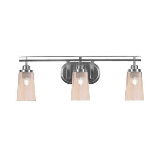 Toltec Odyssey 3-Light Bath Bar | Brushed Nickel and Amber Gradient Glass | Bathroom Vanity Light | 7.25 x 9.75 in | Model 2613-BN-263