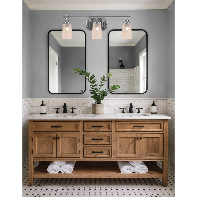 Toltec Odyssey 3-Light Bath Bar | Brushed Nickel and Amber Gradient Glass | Bathroom Vanity Light | 7.25 x 9.75 in | Model 2613-BN-263