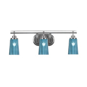 Toltec Odyssey 3-Light Bath Bar | Brushed Nickel and Blue Gradient Glass | Bathroom Vanity Light | 7.25 x 9.75 in | Model 2613-BN-265