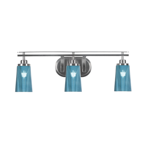 Toltec Odyssey 3-Light Bath Bar | Brushed Nickel and Blue Gradient Glass | Bathroom Vanity Light | 7.25 x 9.75 in | Model 2613-BN-265