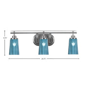 Toltec Odyssey 3-Light Bath Bar | Brushed Nickel and Blue Gradient Glass | Bathroom Vanity Light | 7.25 x 9.75 in | Model 2613-BN-265