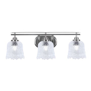 Toltec Odyssey 3-Light Bath Bar | Modern Brushed Nickel Steel and Clear Textured Glass | Bathroom Vanity & Powder Room | 8 x 9.75 in | Model 2613-BN-4230