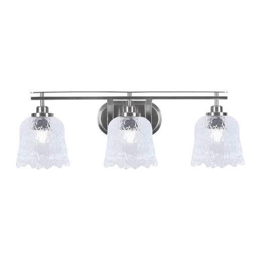 Toltec Odyssey 3-Light Bath Bar | Modern Brushed Nickel Steel and Clear Textured Glass | Bathroom Vanity & Powder Room | 8 x 9.75 in | Model 2613-BN-4230