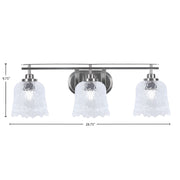 Toltec Odyssey 3-Light Bath Bar | Modern Brushed Nickel Steel and Clear Textured Glass | Bathroom Vanity & Powder Room | 8 x 9.75 in | Model 2613-BN-4230