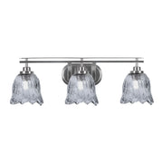 Toltec Odyssey 3-Light Bath Bar | Modern Brushed Nickel Steel and Smoke Textured Glass | Bathroom Vanity & Powder Room | 8 x 9.75 in | Model 2613-BN-4232