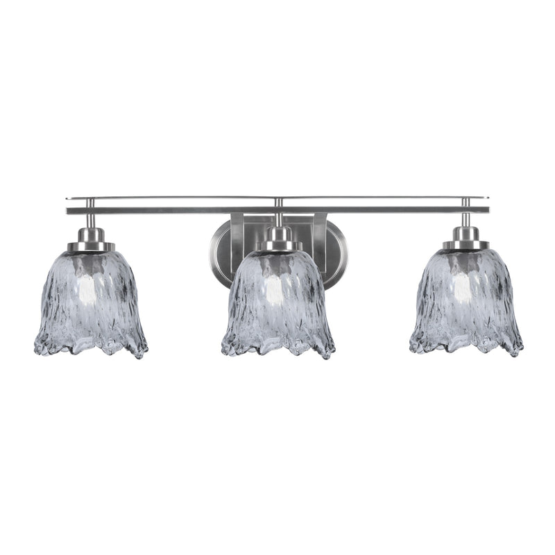 Toltec Odyssey 3-Light Bath Bar | Modern Brushed Nickel Steel and Smoke Textured Glass | Bathroom Vanity & Powder Room | 8 x 9.75 in | Model 2613-BN-4232