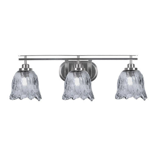 Toltec Odyssey 3-Light Bath Bar | Modern Brushed Nickel Steel and Smoke Textured Glass | Bathroom Vanity & Powder Room | 8 x 9.75 in | Model 2613-BN-4232