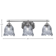 Toltec Odyssey 3-Light Bath Bar | Modern Brushed Nickel Steel and Smoke Textured Glass | Bathroom Vanity & Powder Room | 8 x 9.75 in | Model 2613-BN-4232