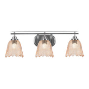 Toltec Odyssey 3-Light Bath Bar | Modern Brushed Nickel Steel and Amber Textured Glass | Bathroom Vanity & Powder Room | 8 x 9.75 in | Model 2613-BN-4233