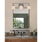 Toltec Odyssey 3-Light Bath Bar | Modern Brushed Nickel Steel and Amber Textured Glass | Bathroom Vanity & Powder Room | 8 x 9.75 in | Model 2613-BN-4233