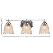 Toltec Odyssey 3-Light Bath Bar | Modern Brushed Nickel Steel and Amber Textured Glass | Bathroom Vanity & Powder Room | 8 x 9.75 in | Model 2613-BN-4233
