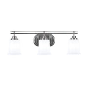 Toltec Odyssey 3-Light Bath Bar | Modern Brushed Nickel Steel and White Opal Glass | Bathroom Vanity & Powder Room | 7.5 x 8.75 in | Model 2613-BN-5031