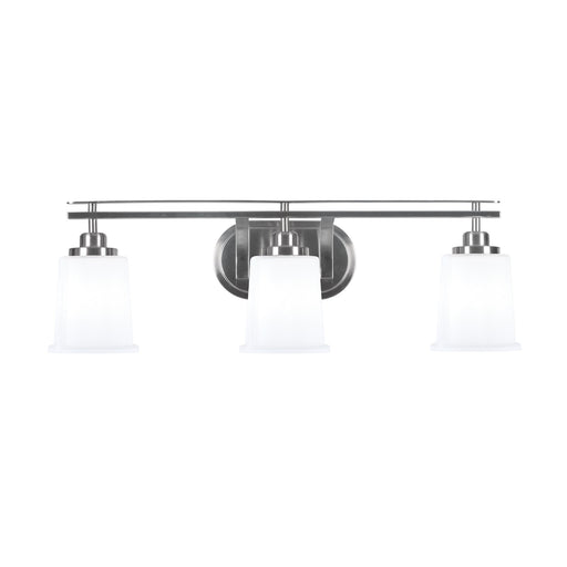 Toltec Odyssey 3-Light Bath Bar | Modern Brushed Nickel Steel and White Opal Glass | Bathroom Vanity & Powder Room | 7.5 x 8.75 in | Model 2613-BN-5031