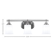 Toltec Odyssey 3-Light Bath Bar | Modern Brushed Nickel Steel and White Opal Glass | Bathroom Vanity & Powder Room | 7.5 x 8.75 in | Model 2613-BN-5031