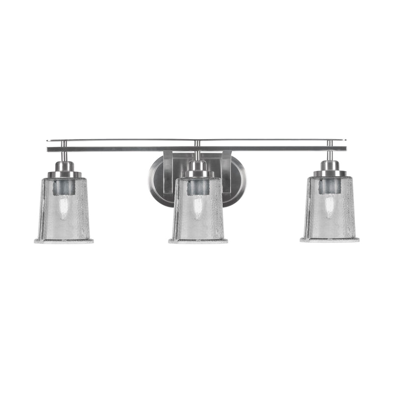 Toltec Odyssey 3-Light Bath Bar | Modern Brushed Nickel and Smoke Bubble Glass | Bathroom Vanity & Powder Room | 7.5 x 8.75 in | Model 2613-BN-5032