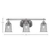 Toltec Odyssey 3-Light Bath Bar | Modern Brushed Nickel and Smoke Bubble Glass | Bathroom Vanity & Powder Room | 7.5 x 8.75 in | Model 2613-BN-5032