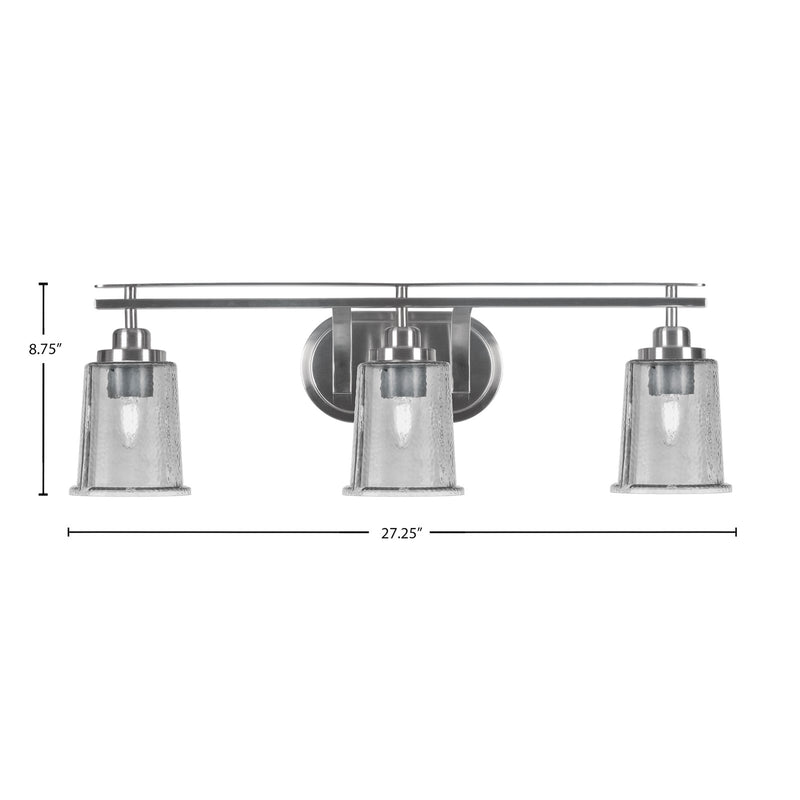 Toltec Odyssey 3-Light Bath Bar | Modern Brushed Nickel and Smoke Bubble Glass | Bathroom Vanity & Powder Room | 7.5 x 8.75 in | Model 2613-BN-5032