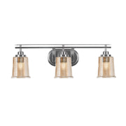 Toltec Odyssey 3-Light Bath Bar | Modern Brushed Nickel and Amber Bubble Glass | Bathroom Vanity & Powder Room | 7.5 x 8.75 in | Model 2613-BN-5033